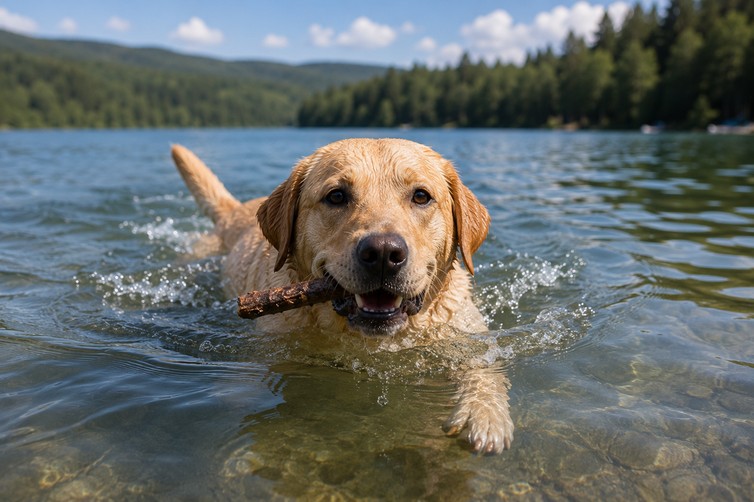 labrador fully exposed to the environmental elements causing allergies