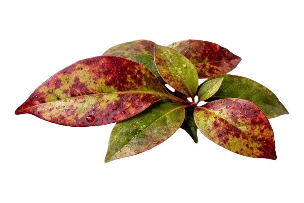 Horopito multicolored leaves on a white background
