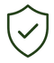 Green shield check mark for quality in the paw care. 