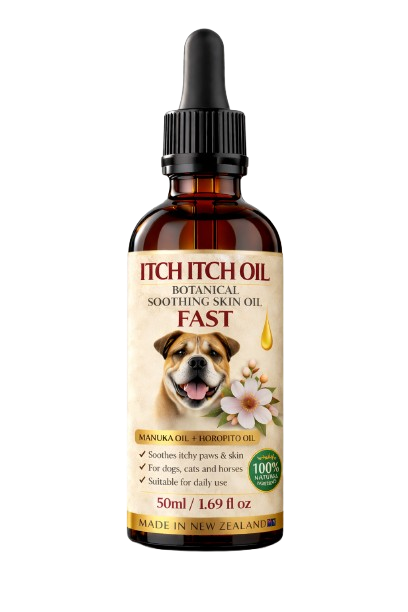 Musty Paws™ premium dog paw oil front label — 100% natural botanical formula for dog paw conditioning and hygiene